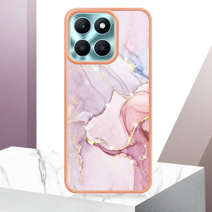YB IMD Series-2 For Honor X6a 4G Electroplating Edge TPU Case IMD Marble Pattern Phone Cover