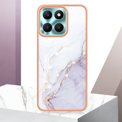 YB IMD Series-2 For Honor X6a 4G Electroplating Edge TPU Case IMD Marble Pattern Phone Cover