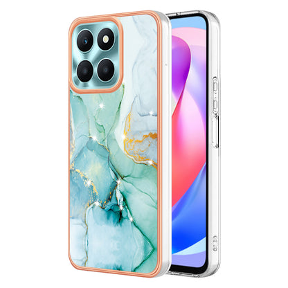 YB IMD Series-2 For Honor X6a 4G Electroplating Edge TPU Case IMD Marble Pattern Phone Cover