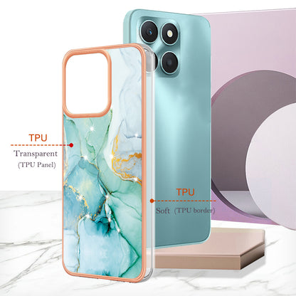 YB IMD Series-2 For Honor X6a 4G Electroplating Edge TPU Case IMD Marble Pattern Phone Cover