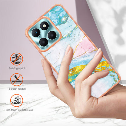YB IMD Series-2 For Honor X6a 4G Electroplating Edge TPU Case IMD Marble Pattern Phone Cover