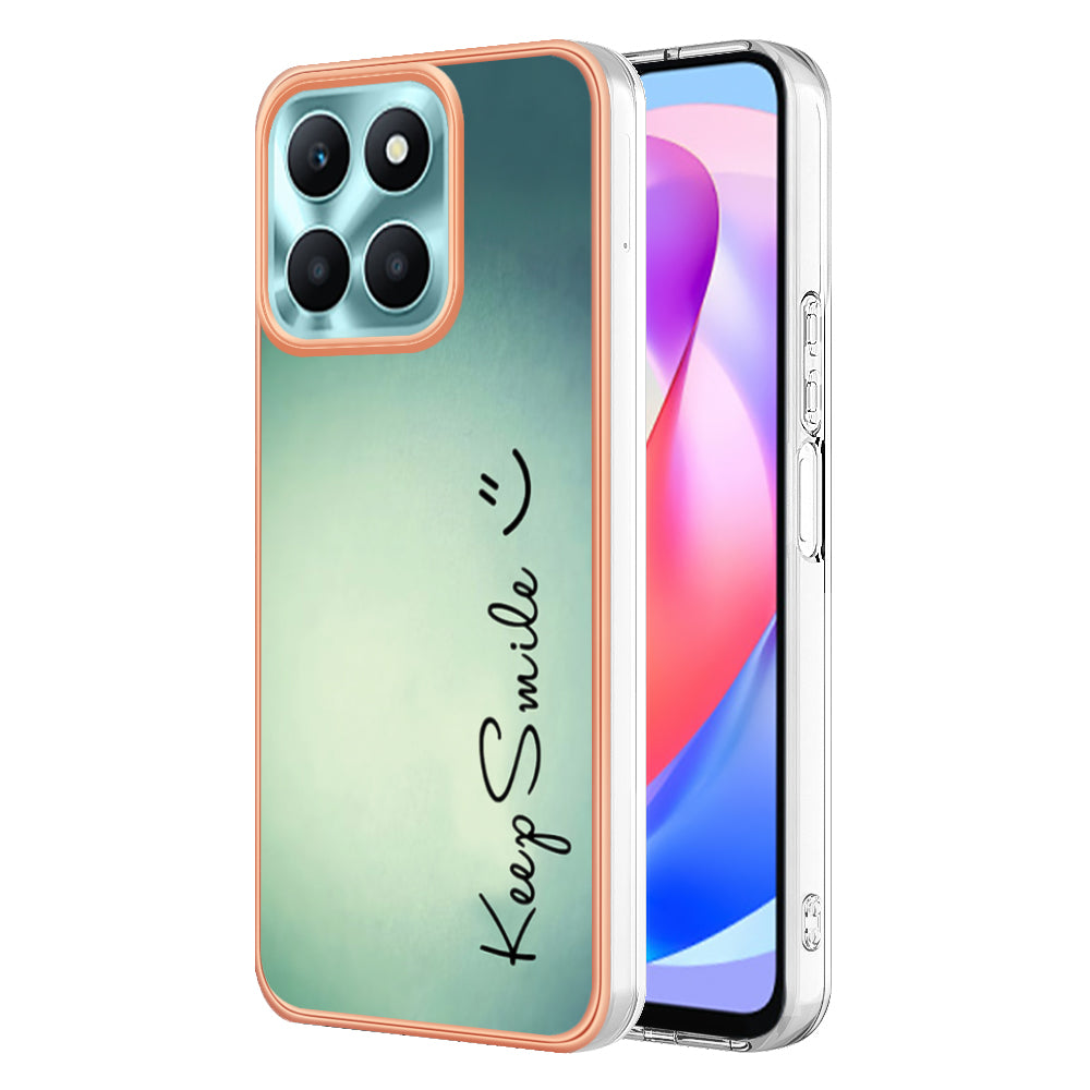 YB IMD Series-19 Style D For Honor X6a 4G Pattern Electroplated Design Case IMD 2.0mm TPU Phone Cover