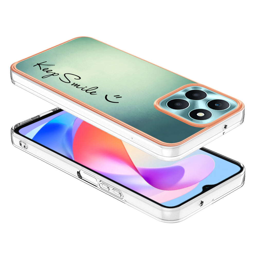 YB IMD Series-19 Style D For Honor X6a 4G Pattern Electroplated Design Case IMD 2.0mm TPU Phone Cover