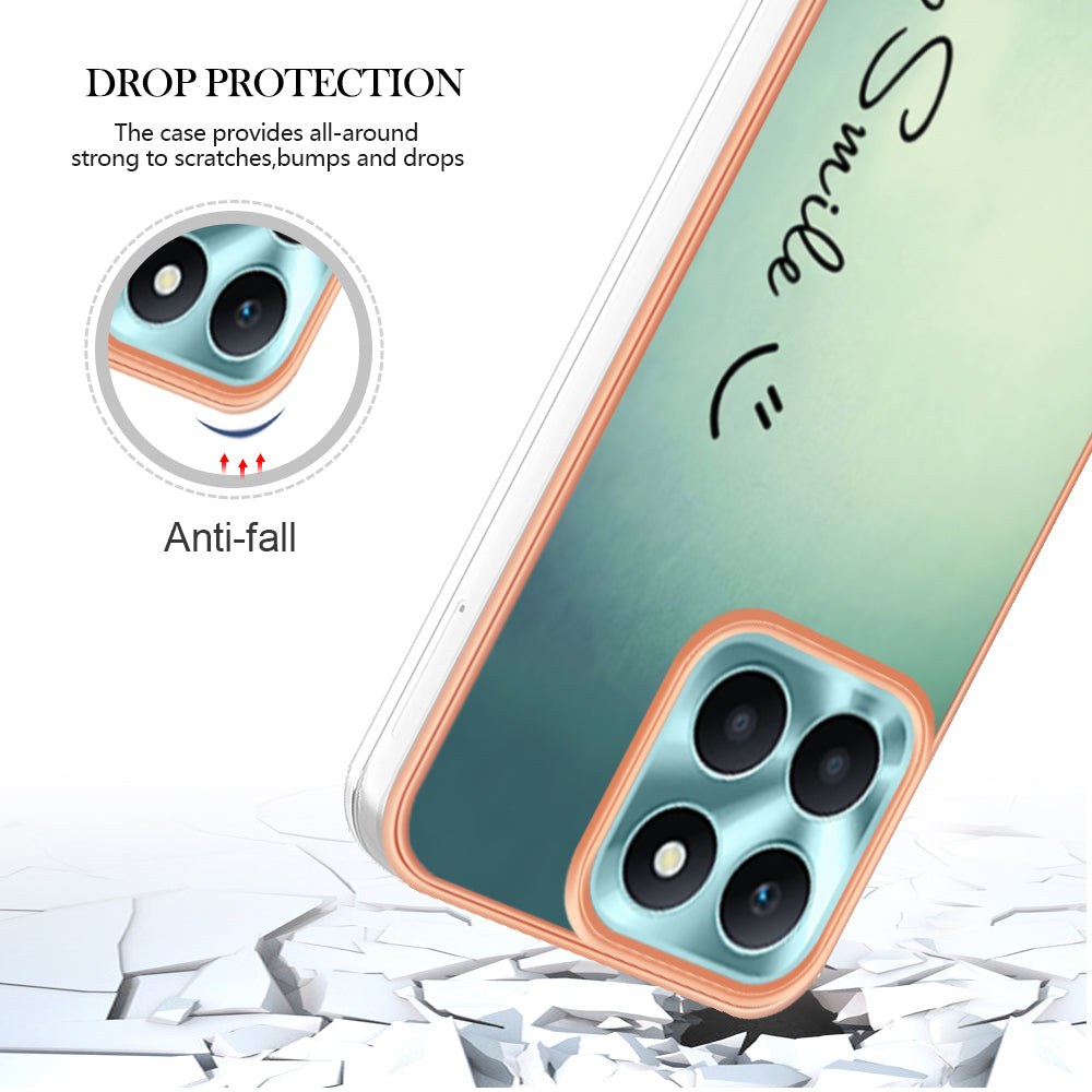 YB IMD Series-19 Style D For Honor X6a 4G Pattern Electroplated Design Case IMD 2.0mm TPU Phone Cover