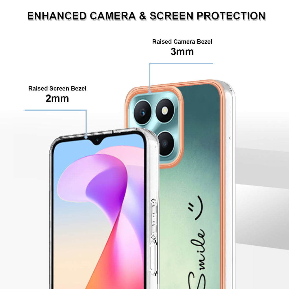 YB IMD Series-19 Style D For Honor X6a 4G Pattern Electroplated Design Case IMD 2.0mm TPU Phone Cover