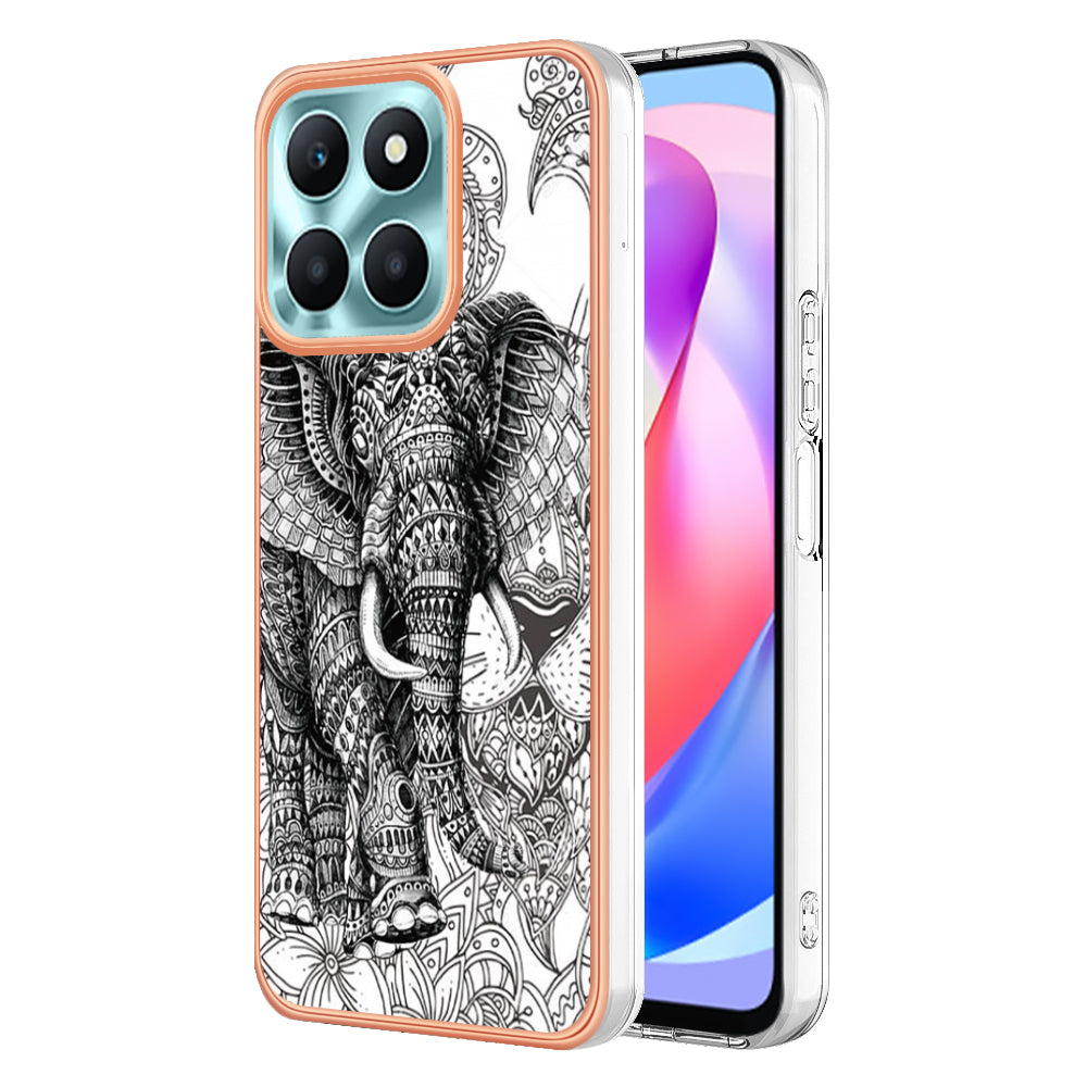 YB IMD Series-19 Style D For Honor X6a 4G Pattern Electroplated Design Case IMD 2.0mm TPU Phone Cover