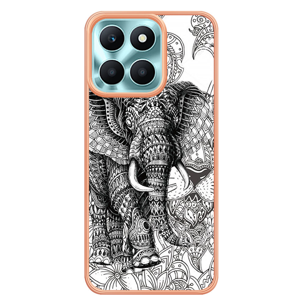 YB IMD Series-19 Style D For Honor X6a 4G Pattern Electroplated Design Case IMD 2.0mm TPU Phone Cover