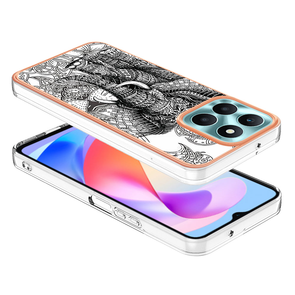 YB IMD Series-19 Style D For Honor X6a 4G Pattern Electroplated Design Case IMD 2.0mm TPU Phone Cover