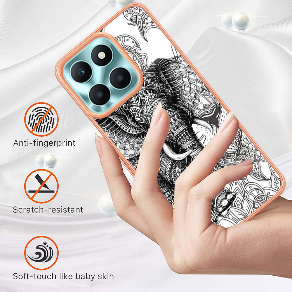 YB IMD Series-19 Style D For Honor X6a 4G Pattern Electroplated Design Case IMD 2.0mm TPU Phone Cover