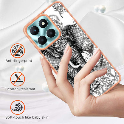 YB IMD Series-19 Style D For Honor X6a 4G Pattern Electroplated Design Case IMD 2.0mm TPU Phone Cover