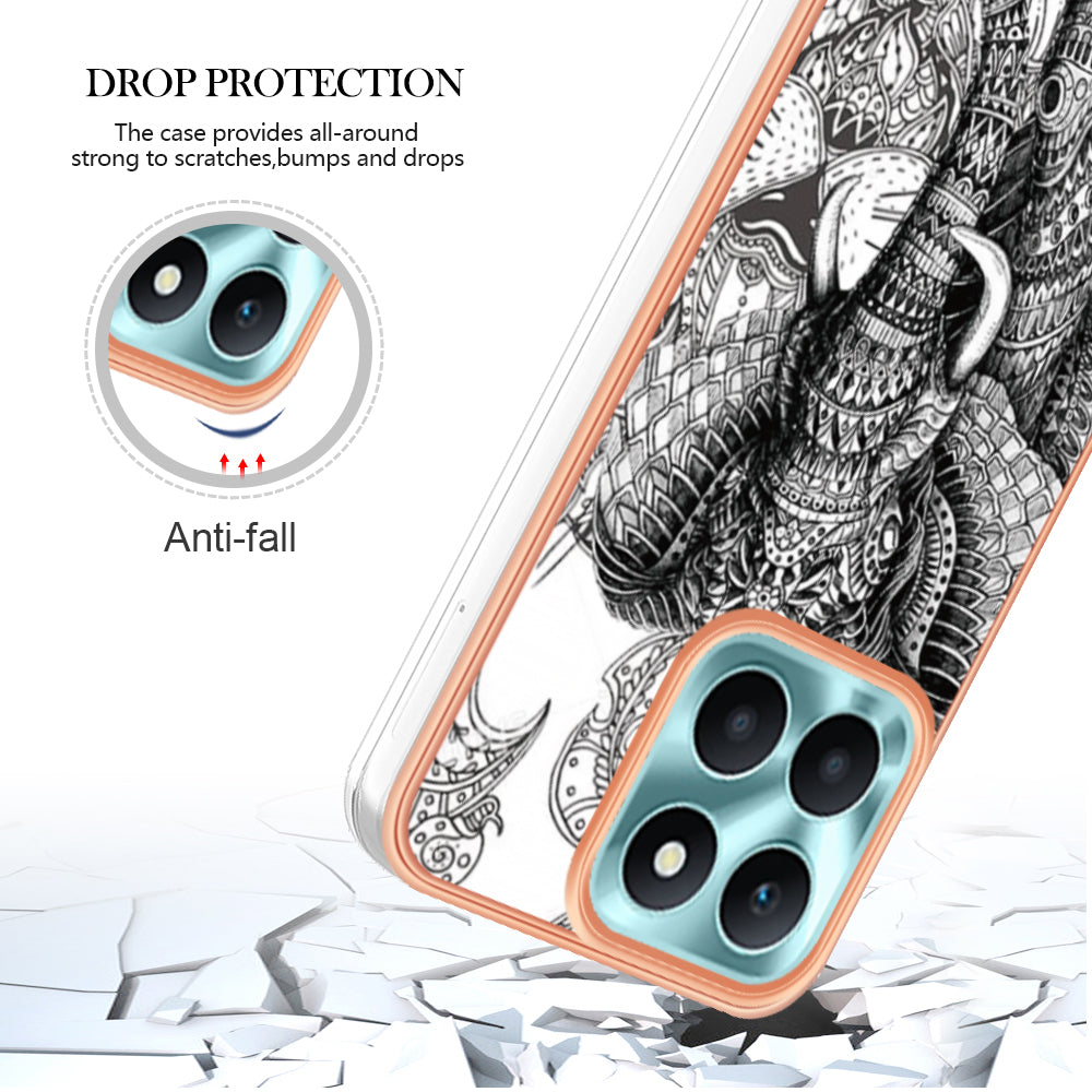 YB IMD Series-19 Style D For Honor X6a 4G Pattern Electroplated Design Case IMD 2.0mm TPU Phone Cover