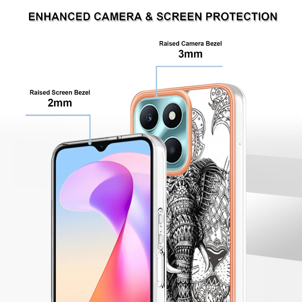 YB IMD Series-19 Style D For Honor X6a 4G Pattern Electroplated Design Case IMD 2.0mm TPU Phone Cover