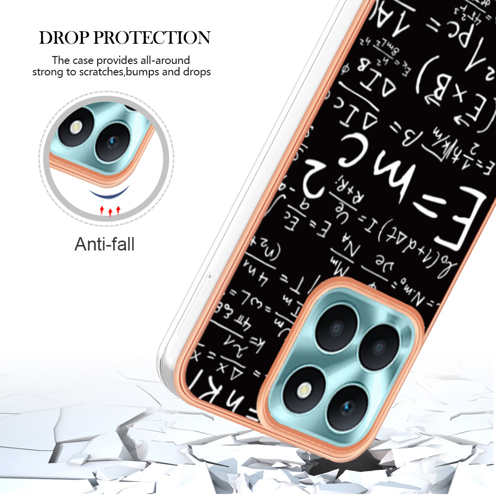 YB IMD Series-19 Style D For Honor X6a 4G Pattern Electroplated Design Case IMD 2.0mm TPU Phone Cover