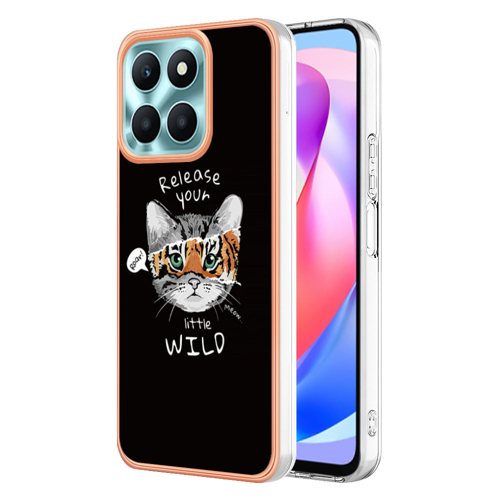YB IMD Series-19 Style D For Honor X6a 4G Pattern Electroplated Design Case IMD 2.0mm TPU Phone Cover