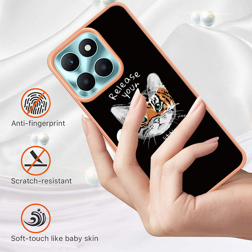 YB IMD Series-19 Style D For Honor X6a 4G Pattern Electroplated Design Case IMD 2.0mm TPU Phone Cover