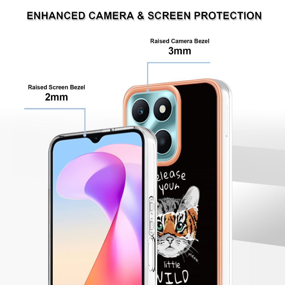 YB IMD Series-19 Style D For Honor X6a 4G Pattern Electroplated Design Case IMD 2.0mm TPU Phone Cover