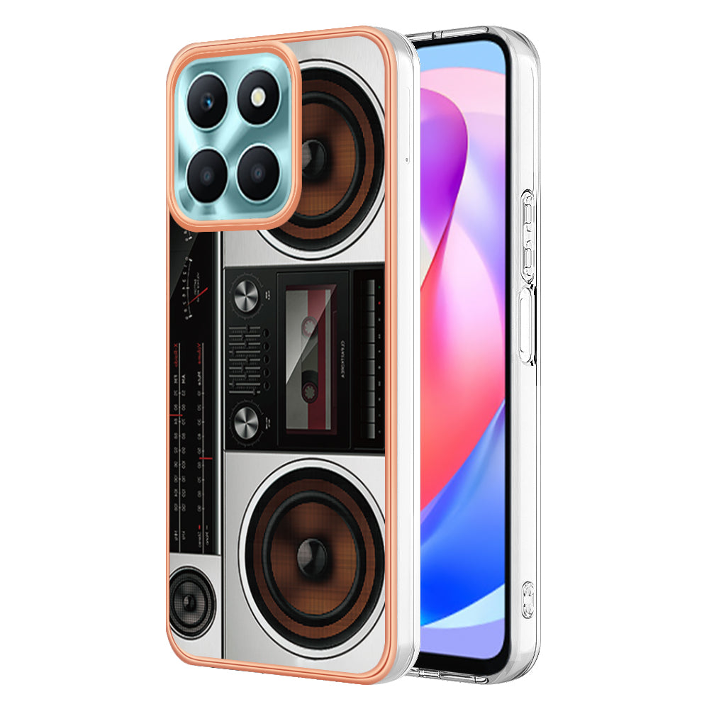 YB IMD Series-19 Style D For Honor X6a 4G Pattern Electroplated Design Case IMD 2.0mm TPU Phone Cover