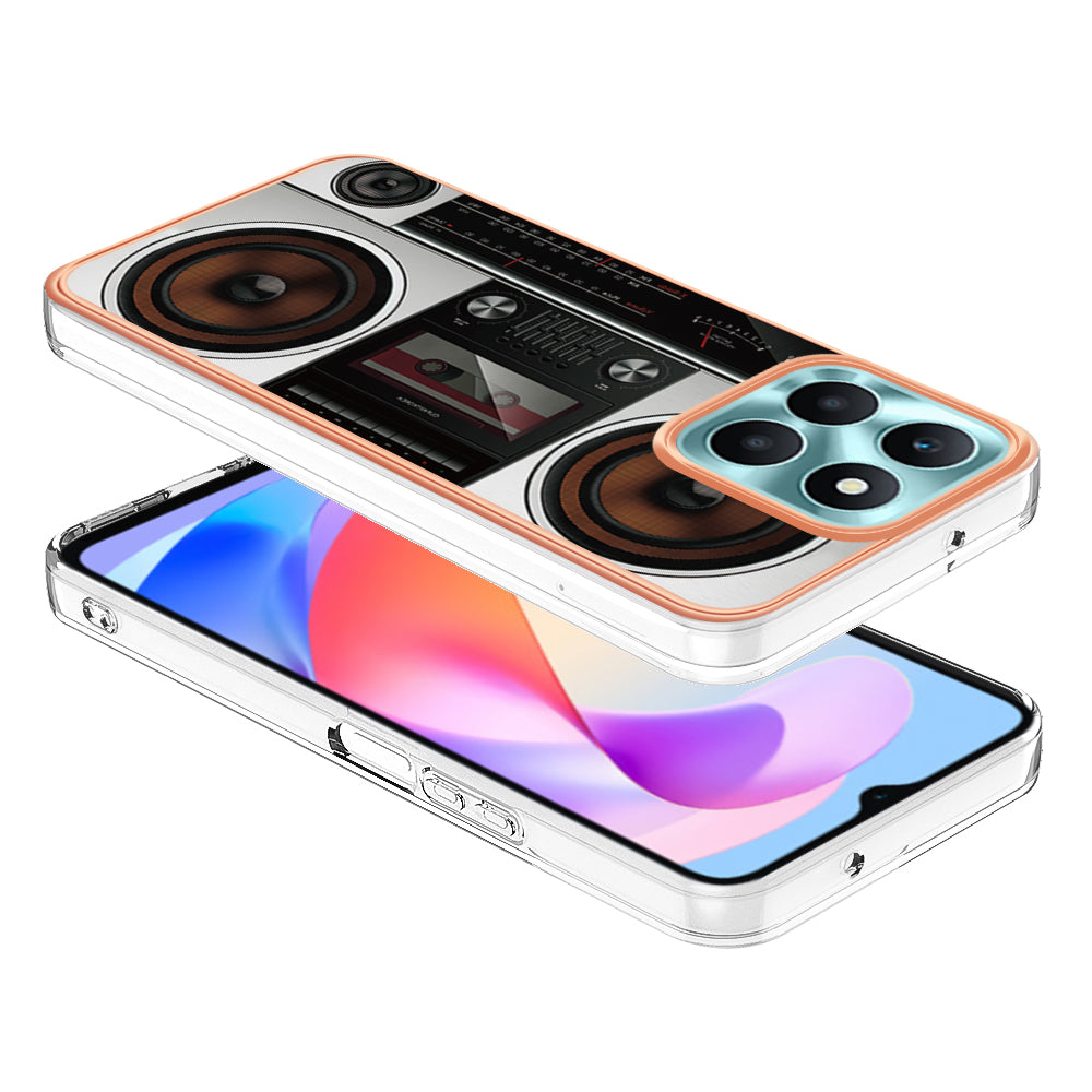 YB IMD Series-19 Style D For Honor X6a 4G Pattern Electroplated Design Case IMD 2.0mm TPU Phone Cover