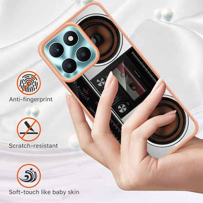 YB IMD Series-19 Style D For Honor X6a 4G Pattern Electroplated Design Case IMD 2.0mm TPU Phone Cover