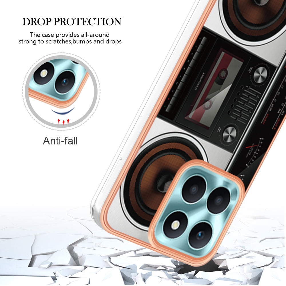 YB IMD Series-19 Style D For Honor X6a 4G Pattern Electroplated Design Case IMD 2.0mm TPU Phone Cover