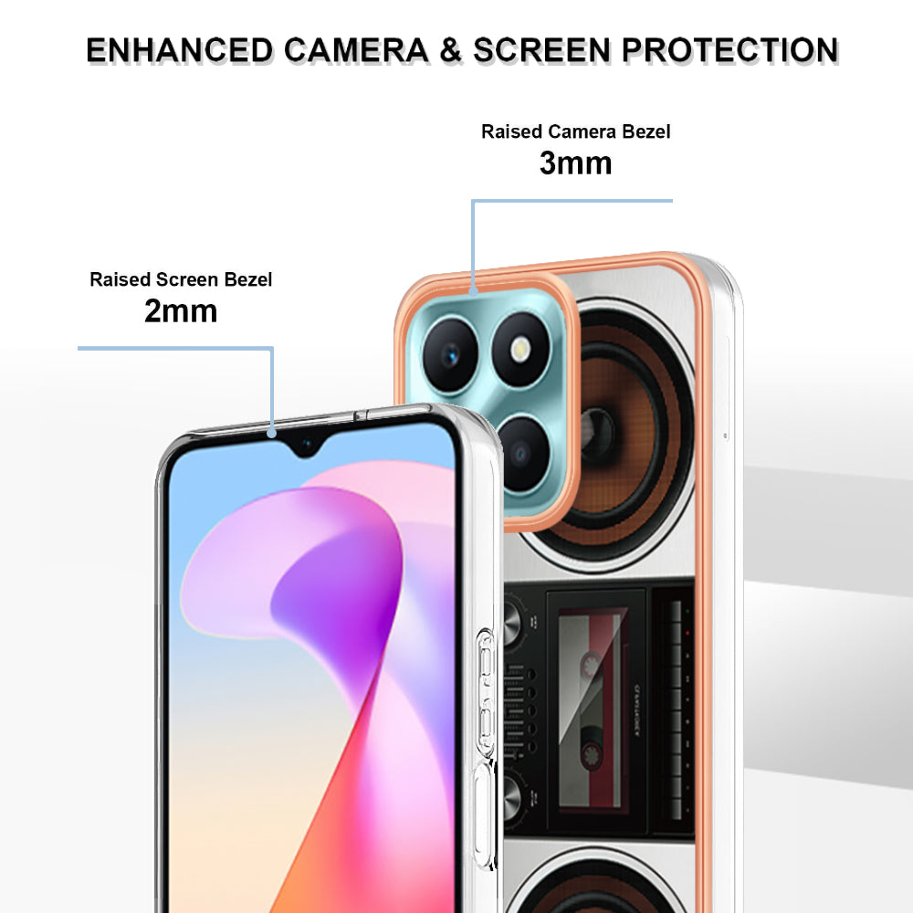 YB IMD Series-19 Style D For Honor X6a 4G Pattern Electroplated Design Case IMD 2.0mm TPU Phone Cover