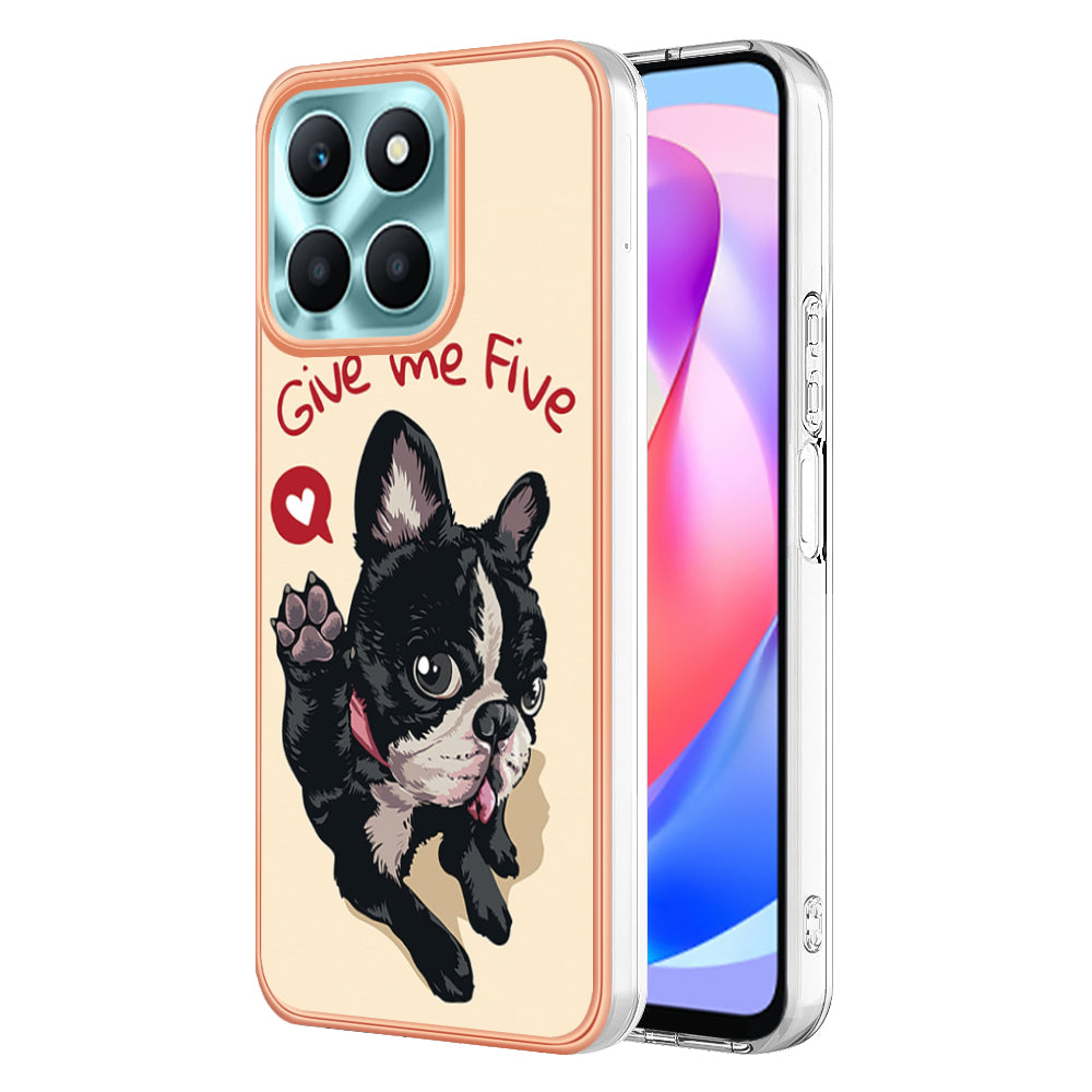 YB IMD Series-19 Style D For Honor X6a 4G Pattern Electroplated Design Case IMD 2.0mm TPU Phone Cover