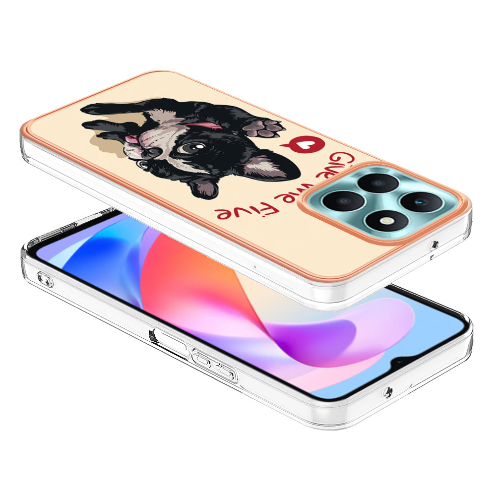 YB IMD Series-19 Style D For Honor X6a 4G Pattern Electroplated Design Case IMD 2.0mm TPU Phone Cover