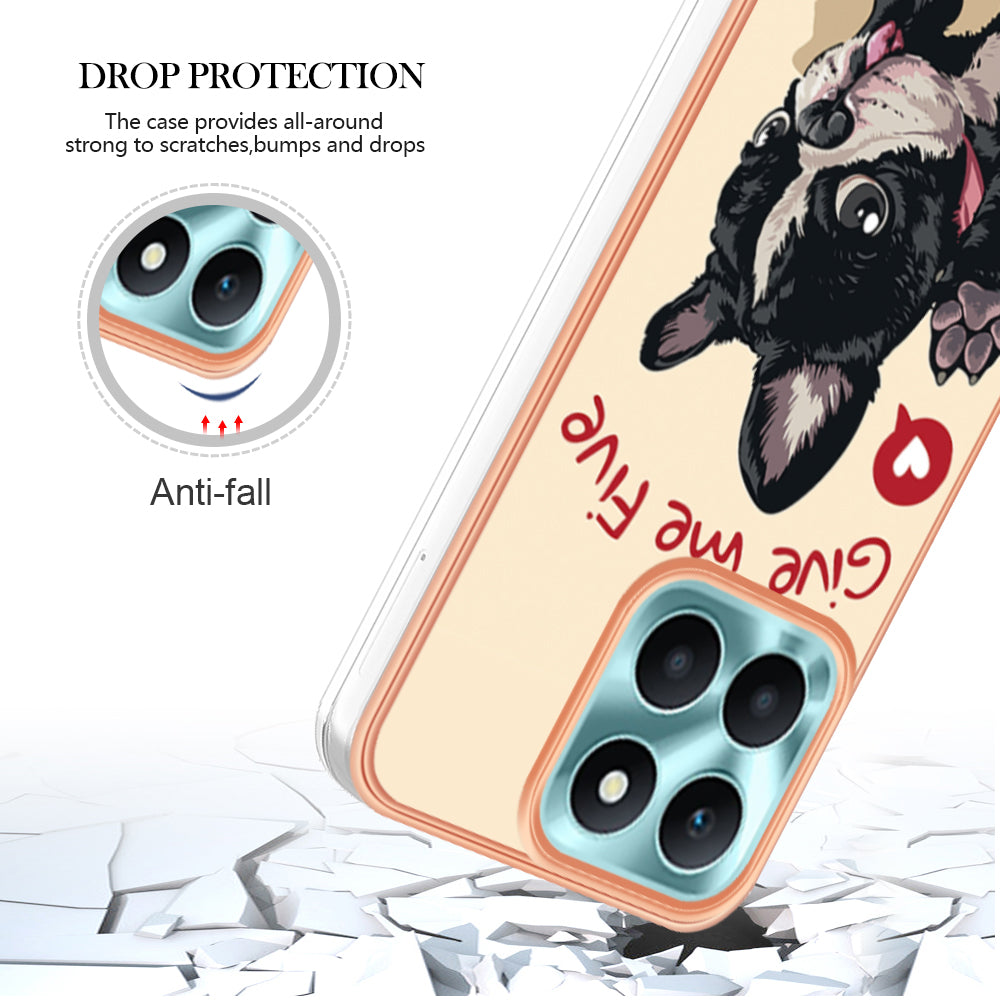 YB IMD Series-19 Style D For Honor X6a 4G Pattern Electroplated Design Case IMD 2.0mm TPU Phone Cover