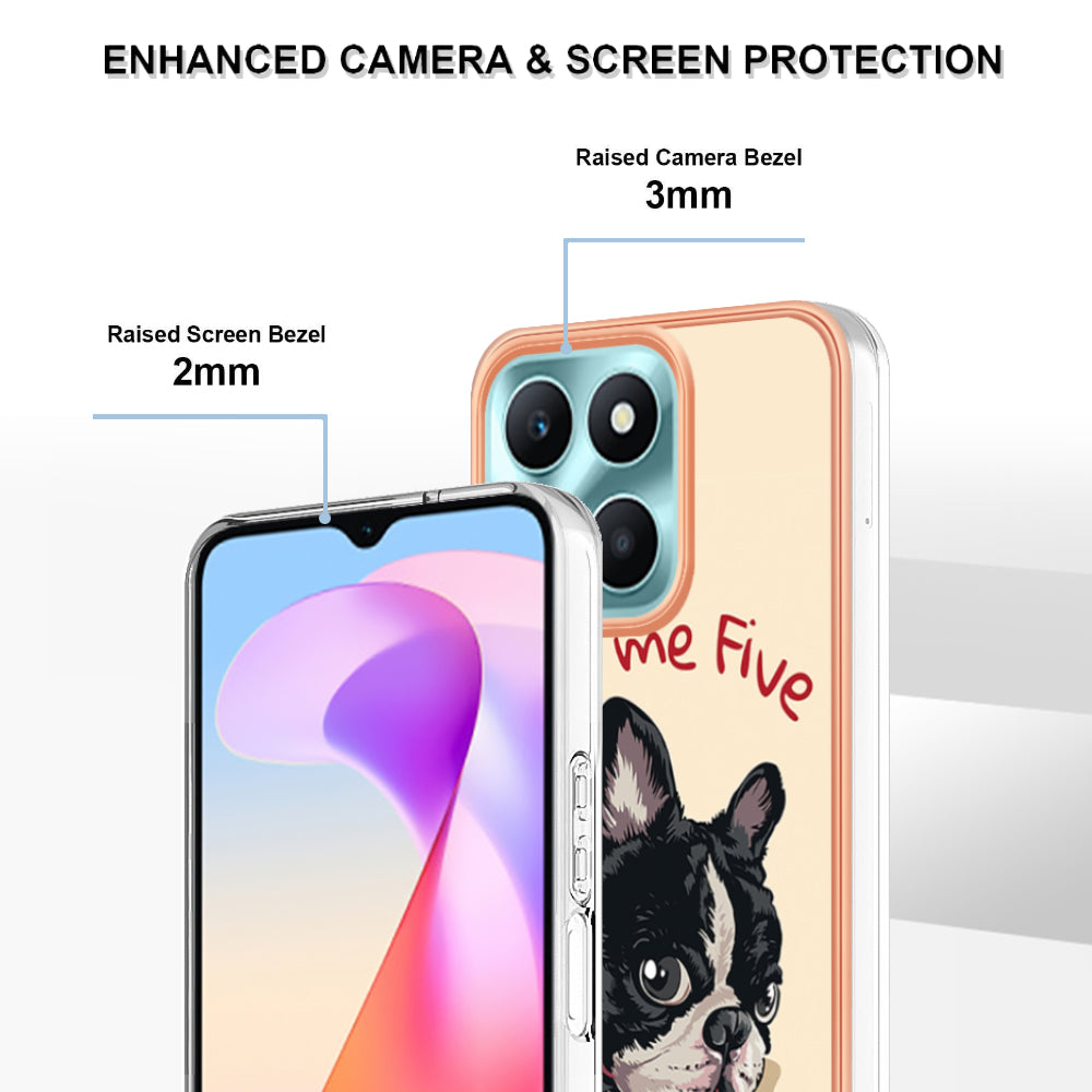 YB IMD Series-19 Style D For Honor X6a 4G Pattern Electroplated Design Case IMD 2.0mm TPU Phone Cover
