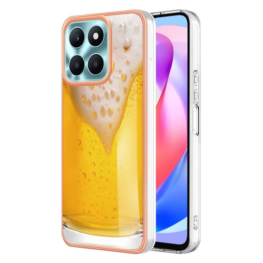 YB IMD Series-19 Style D For Honor X6a 4G Pattern Electroplated Design Case IMD 2.0mm TPU Phone Cover