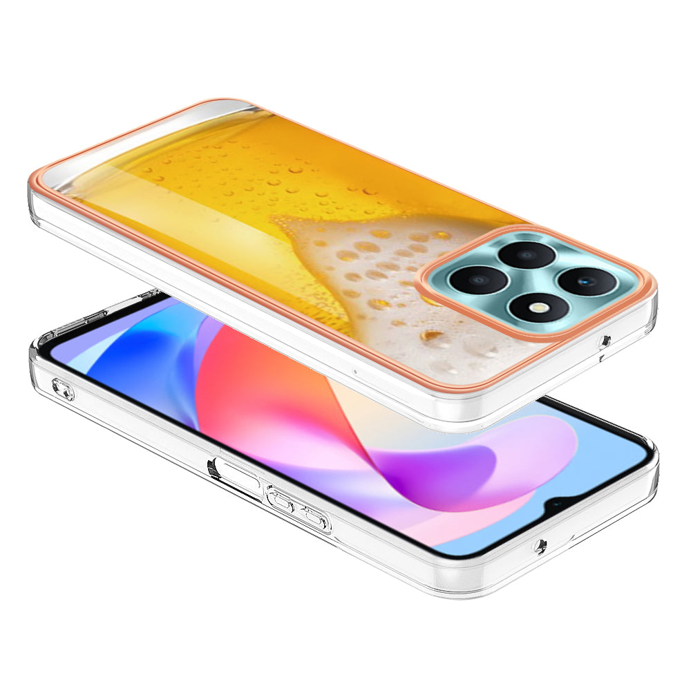 YB IMD Series-19 Style D For Honor X6a 4G Pattern Electroplated Design Case IMD 2.0mm TPU Phone Cover