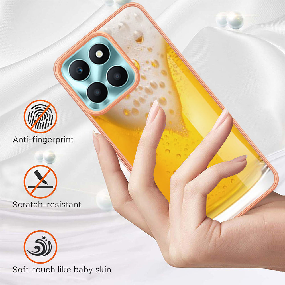 YB IMD Series-19 Style D For Honor X6a 4G Pattern Electroplated Design Case IMD 2.0mm TPU Phone Cover
