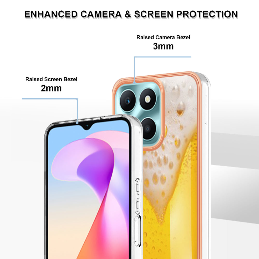 YB IMD Series-19 Style D For Honor X6a 4G Pattern Electroplated Design Case IMD 2.0mm TPU Phone Cover