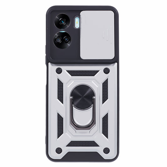 For Honor 90 Lite 5G Slide Lens Protection Phone Case PC+TPU Ring Kickstand Cover