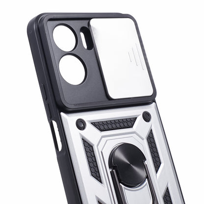 For Honor 90 Lite 5G Slide Lens Protection Phone Case PC+TPU Ring Kickstand Cover