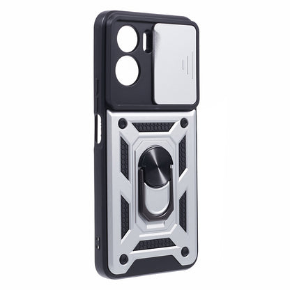 For Honor 90 Lite 5G Slide Lens Protection Phone Case PC+TPU Ring Kickstand Cover