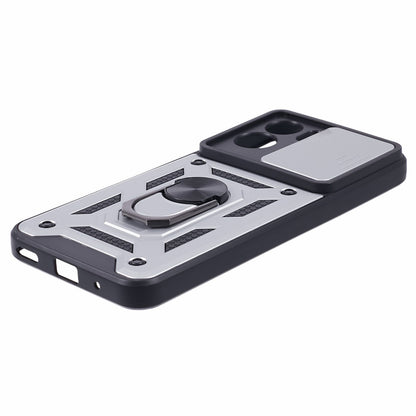For Honor 90 Lite 5G Slide Lens Protection Phone Case PC+TPU Ring Kickstand Cover