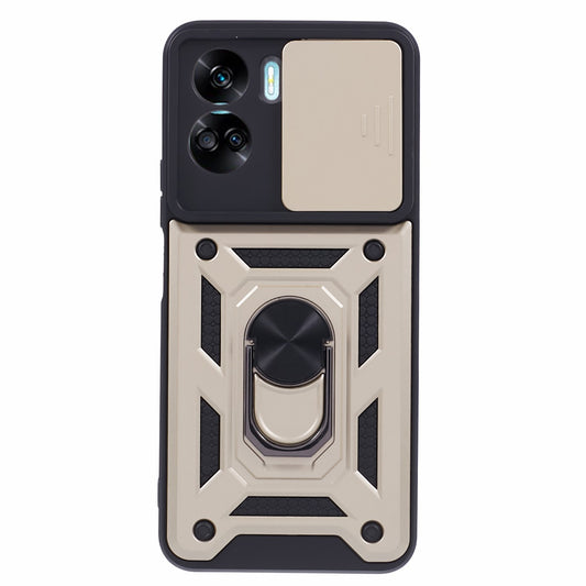 For Honor 90 Lite 5G Slide Lens Protection Phone Case PC+TPU Ring Kickstand Cover