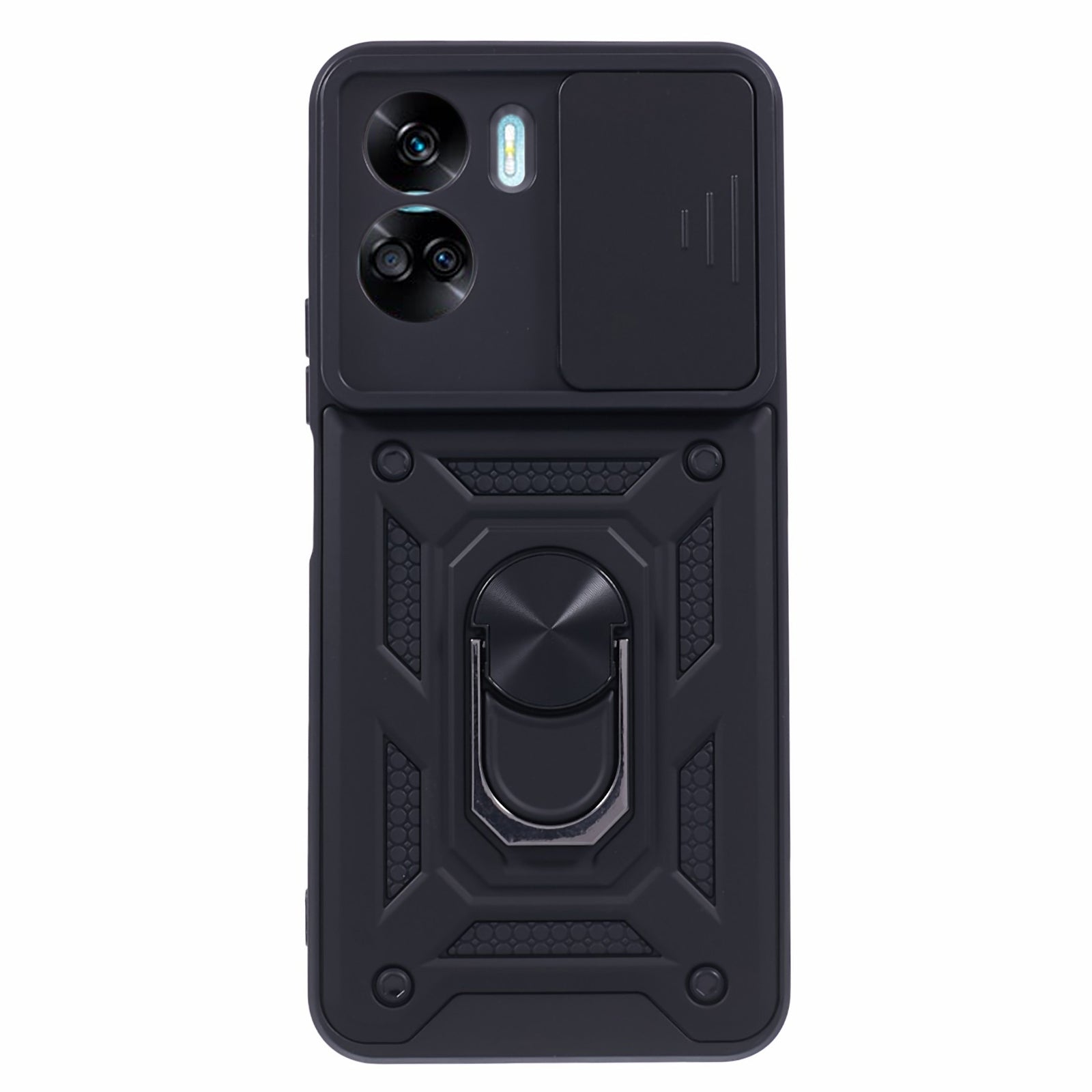 For Honor 90 Lite 5G Slide Lens Protection Phone Case PC+TPU Ring Kickstand Cover