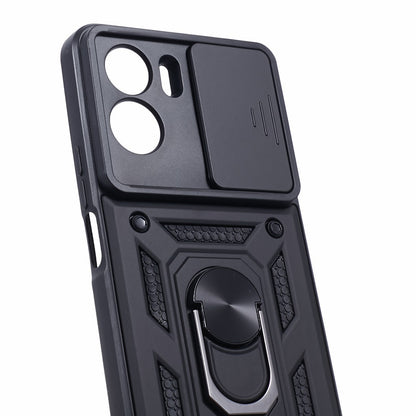 For Honor 90 Lite 5G Slide Lens Protection Phone Case PC+TPU Ring Kickstand Cover