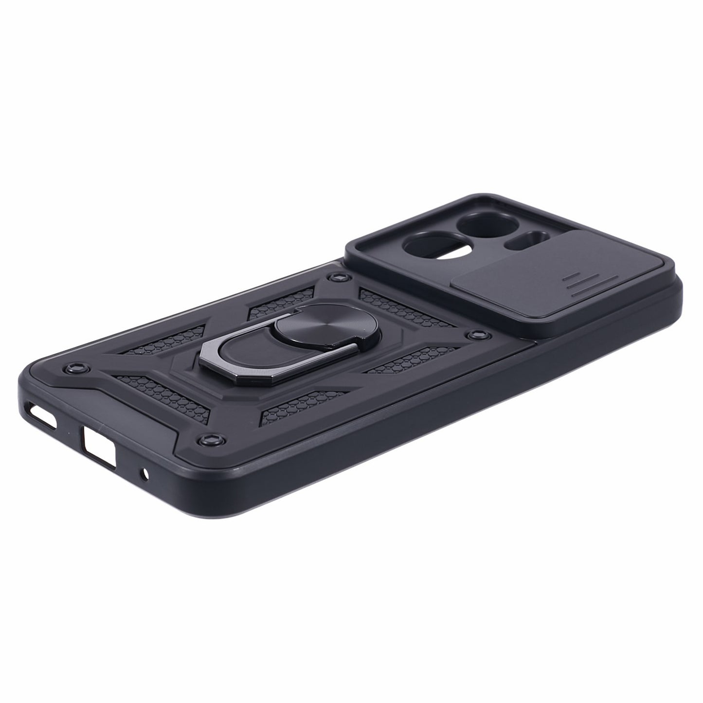 For Honor 90 Lite 5G Slide Lens Protection Phone Case PC+TPU Ring Kickstand Cover