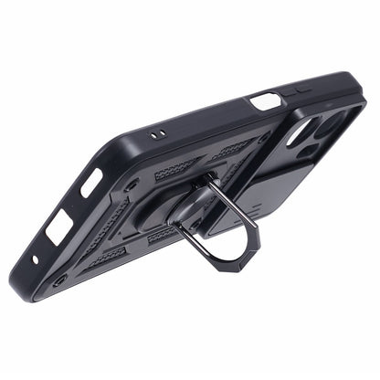For Honor 90 Lite 5G Slide Lens Protection Phone Case PC+TPU Ring Kickstand Cover