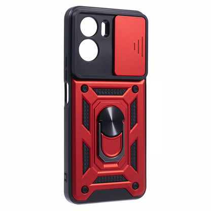 For Honor 90 Lite 5G Slide Lens Protection Phone Case PC+TPU Ring Kickstand Cover