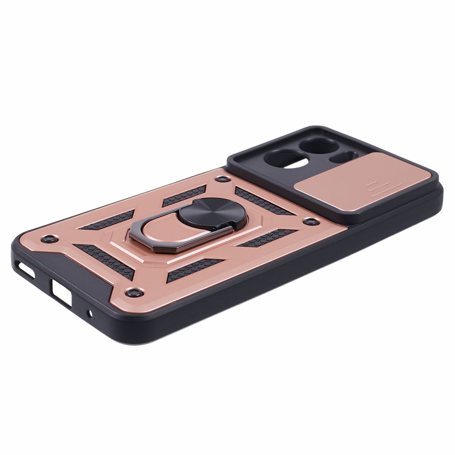 For Honor 90 Lite 5G Slide Lens Protection Phone Case PC+TPU Ring Kickstand Cover