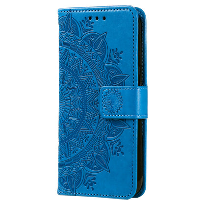 For Huawei Mate 60 Wallet PU Leather Phone Case Mandala Flower Imprinted Stand Cover with Strap
