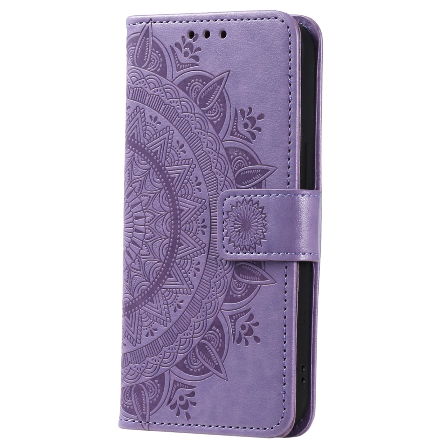 For Huawei Mate 60 Wallet PU Leather Phone Case Mandala Flower Imprinted Stand Cover with Strap