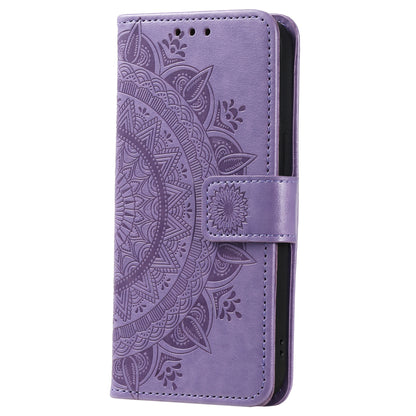 For Huawei Mate 60 Wallet PU Leather Phone Case Mandala Flower Imprinted Stand Cover with Strap