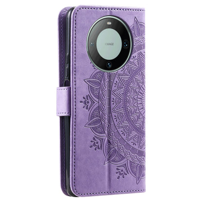 For Huawei Mate 60 Wallet PU Leather Phone Case Mandala Flower Imprinted Stand Cover with Strap