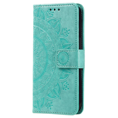 For Huawei Mate 60 Wallet PU Leather Phone Case Mandala Flower Imprinted Stand Cover with Strap