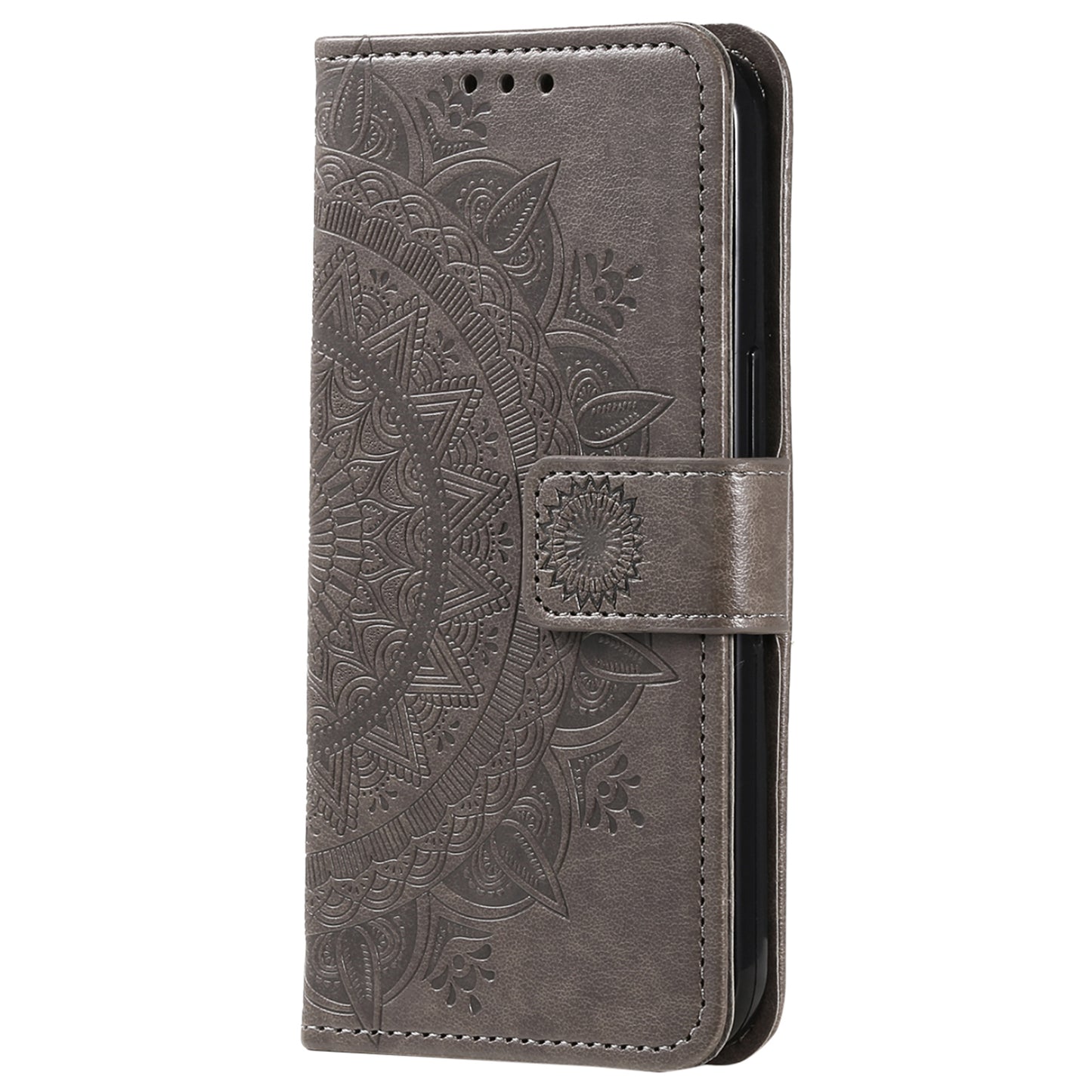 For Huawei Mate 60 Wallet PU Leather Phone Case Mandala Flower Imprinted Stand Cover with Strap